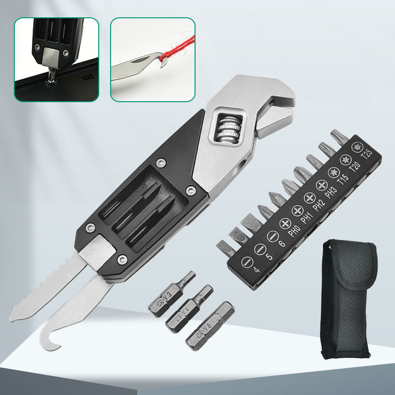 Multitool Wrench With 8 Tools/Pliers/Wire Cutter/Flat Screwdriver/Phillips Screwdriver/Portable Folding Multifunctional Adjustable Multi Purpose Stainless Steel Tool-0