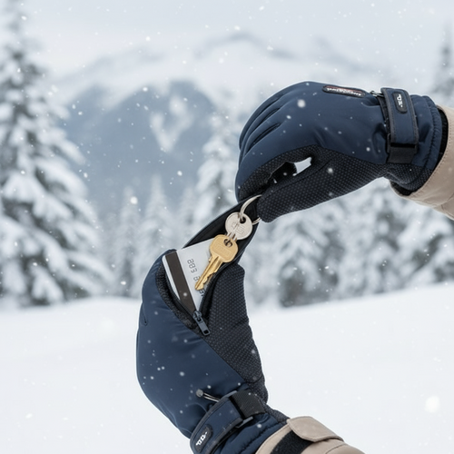 Women's Winter Ski Gloves 2-Pack - Zipper Pocket & Anti-Slip Grip